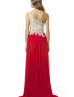 One Shoulder Jewel Beading Bodice Chiffon Evening Dress